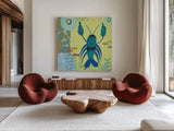 Underwater World I by Farida Zaman. Shown as extra-large giant wall art in a modern living room. Available as an archival giclee rolled canvas, fine art paper, or poster print. SKU 33254a.