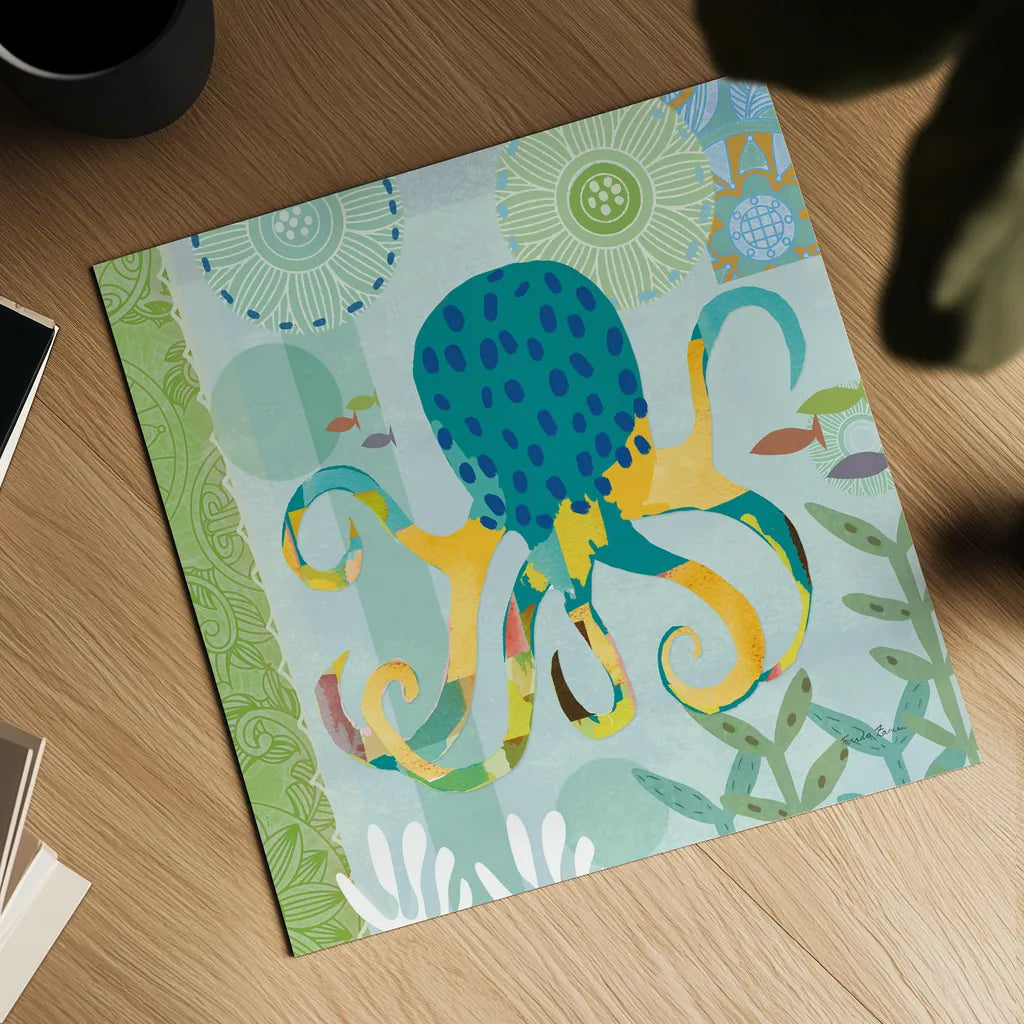 Underwater World II by Farida Zaman. Shown as a detailed flat fine art print, highlighting archival giclee quality. Available as an archival giclee rolled canvas, fine art paper, or poster print. SKU 33255a.