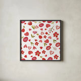 Valentine Chic Pattern III by Farida Zaman. Shown in a sleek black glass frame for a contemporary gallery look. Available as an archival giclee rolled canvas, fine art paper, or poster print. SKU 39749a.