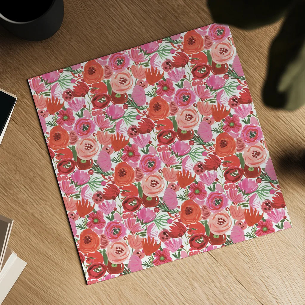 Valentine Chic Pattern IV by Farida Zaman. Shown as a detailed flat fine art print, highlighting archival giclee quality. Available as an archival giclee rolled canvas, fine art paper, or poster print. SKU 39750a.