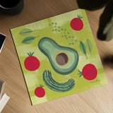 Veggie Time II by Farida Zaman. Shown as a detailed flat fine art print, highlighting archival giclee quality. Available as an archival giclee rolled canvas, fine art paper, or poster print. SKU 33262a.