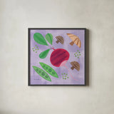Veggie Time III by Farida Zaman. Shown in a sleek black glass frame for a contemporary gallery look. Available as an archival giclee rolled canvas, fine art paper, or poster print. SKU 33263a.