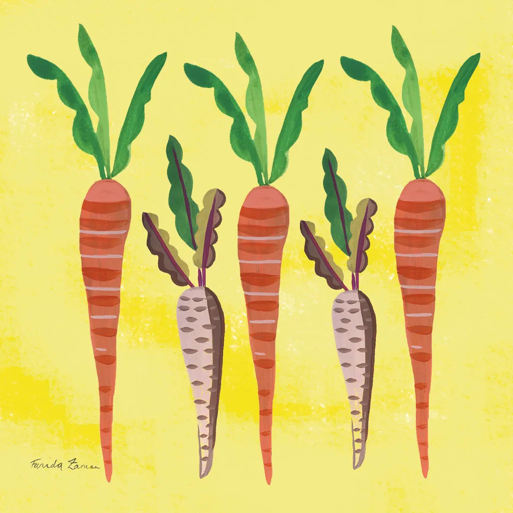 Veggie Time V by Farida Zaman. SKU 33265a. Archival Giclee Fine art print for wall decor.