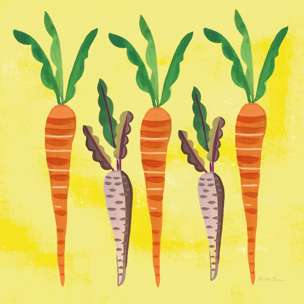 Veggie Time V v2 by Farida Zaman. SKU 33893a. Archival Giclee Fine art print for wall decor.