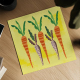 Veggie Time V v2 by Farida Zaman. Shown as a detailed flat fine art print, highlighting archival giclee quality. Available as an archival giclee rolled canvas, fine art paper, or poster print. SKU 33893a.