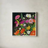 Vintage Floral I by Farida Zaman. Shown in a crisp white glass frame for a clean and minimalist style. Available as an archival giclee rolled canvas, fine art paper, or poster print. SKU 42505a.