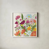 Vintage Floral I v2 by Farida Zaman. Shown in a crisp white glass frame for a clean and minimalist style. Available as an archival giclee rolled canvas, fine art paper, or poster print. SKU 42908a.