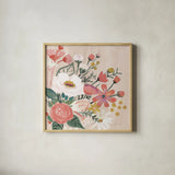 Vintage Floral II Modern by Farida Zaman. Shown in a natural wood glass frame for a timeless modern aesthetic. Available as an archival giclee rolled canvas, fine art paper, or poster print. SKU 52774a.