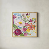 Vintage Floral II v2 Crop by Farida Zaman. Shown in a natural wood glass frame for a timeless modern aesthetic. Available as an archival giclee rolled canvas, fine art paper, or poster print. SKU 54806a.