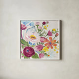 Vintage Floral II v2 Crop by Farida Zaman. Shown in a crisp white glass frame for a clean and minimalist style. Available as an archival giclee rolled canvas, fine art paper, or poster print. SKU 54806a.