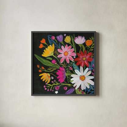 Vintage Floral III by Farida Zaman. Shown in a sleek black glass frame for a contemporary gallery look. Available as an archival giclee rolled canvas, fine art paper, or poster print. SKU 42507a.