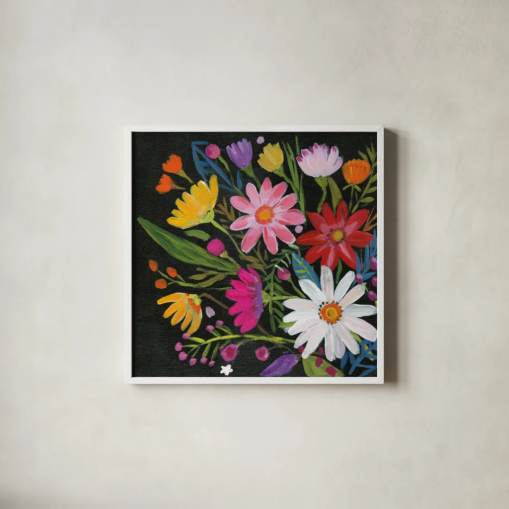 Vintage Floral III by Farida Zaman. Shown in a crisp white glass frame for a clean and minimalist style. Available as an archival giclee rolled canvas, fine art paper, or poster print. SKU 42507a.