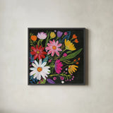 Vintage Floral III Flipped by Farida Zaman. Shown in a sleek black glass frame for a contemporary gallery look. Available as an archival giclee rolled canvas, fine art paper, or poster print. SKU 42961a.