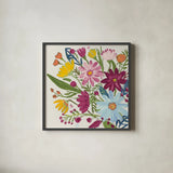 Vintage Floral III v2 by Farida Zaman. Shown in a sleek black glass frame for a contemporary gallery look. Available as an archival giclee rolled canvas, fine art paper, or poster print. SKU 42910a.