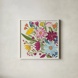 Vintage Floral III v2 by Farida Zaman. Shown in a crisp white glass frame for a clean and minimalist style. Available as an archival giclee rolled canvas, fine art paper, or poster print. SKU 42910a.