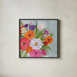 Vintage Floral IV by Farida Zaman. Shown in a sleek black glass frame for a contemporary gallery look. Available as an archival giclee rolled canvas, fine art paper, or poster print. SKU 42508a.