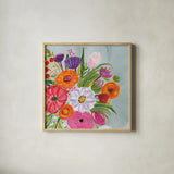 Vintage Floral IV by Farida Zaman. Shown in a natural wood glass frame for a timeless modern aesthetic. Available as an archival giclee rolled canvas, fine art paper, or poster print. SKU 42508a.