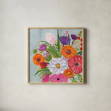 Vintage Floral IV Flipped by Farida Zaman. Shown in a natural wood glass frame for a timeless modern aesthetic. Available as an archival giclee rolled canvas, fine art paper, or poster print. SKU 42962a.