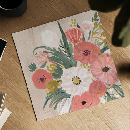 Vintage Floral IV Flipped Modern by Farida Zaman. Shown as a detailed flat fine art print, highlighting archival giclee quality. Available as an archival giclee rolled canvas, fine art paper, or poster print. SKU 52775a.