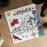 Virginia by Farida Zaman. Shown as a detailed flat fine art print, highlighting archival giclee quality. Available as an archival giclee rolled canvas, fine art paper, or poster print. SKU 87832a.