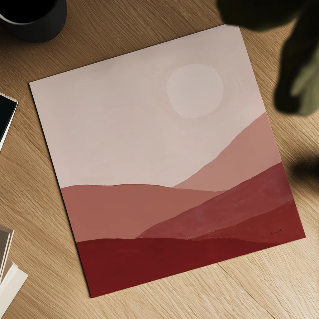 Warm Desert Landscape I by Farida Zaman. Shown as a detailed flat fine art print, highlighting archival giclee quality. Available as an archival giclee rolled canvas, fine art paper, or poster print. SKU 74761a.