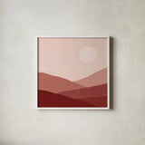 Warm Desert Landscape I by Farida Zaman. Shown in a crisp white glass frame for a clean and minimalist style. Available as an archival giclee rolled canvas, fine art paper, or poster print. SKU 74761a.