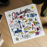 Washington by Farida Zaman. Shown as a detailed flat fine art print, highlighting archival giclee quality. Available as an archival giclee rolled canvas, fine art paper, or poster print. SKU 68460a.