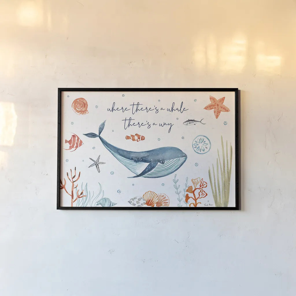 Whale Tale III by Farida Zaman. shown as a paper print in a black flame. Available as a archival giclee rolled canvas, fine art paper, or poster print. SKU 48994i.