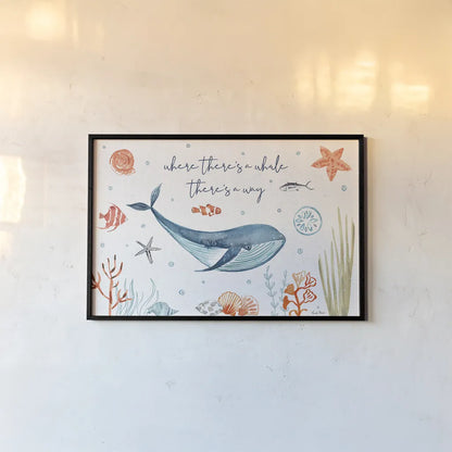 Whale Tale III by Farida Zaman. shown as a paper print in a black flame. Available as a archival giclee rolled canvas, fine art paper, or poster print. SKU 48994i.