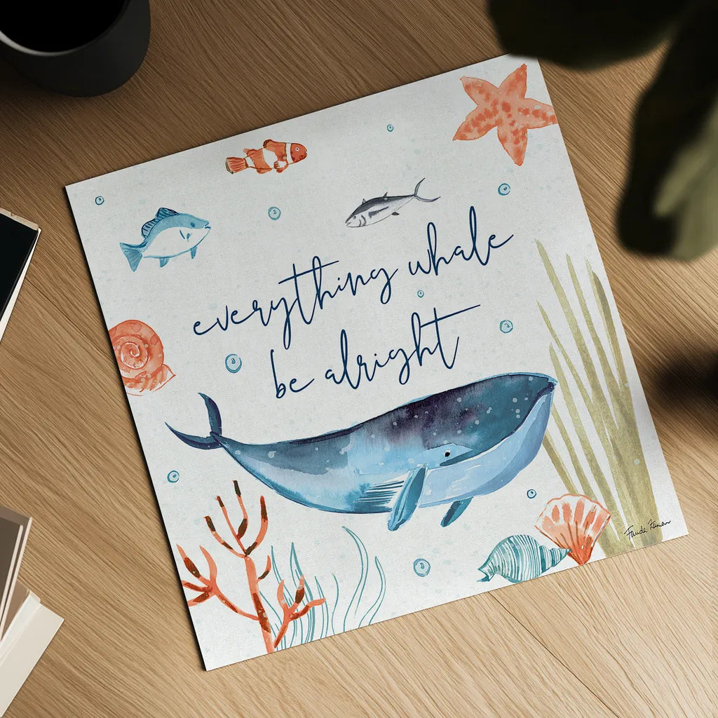 Whale Tale IV by Farida Zaman. Shown as a detailed flat fine art print, highlighting archival giclee quality. Available as an archival giclee rolled canvas, fine art paper, or poster print. SKU 48995a.