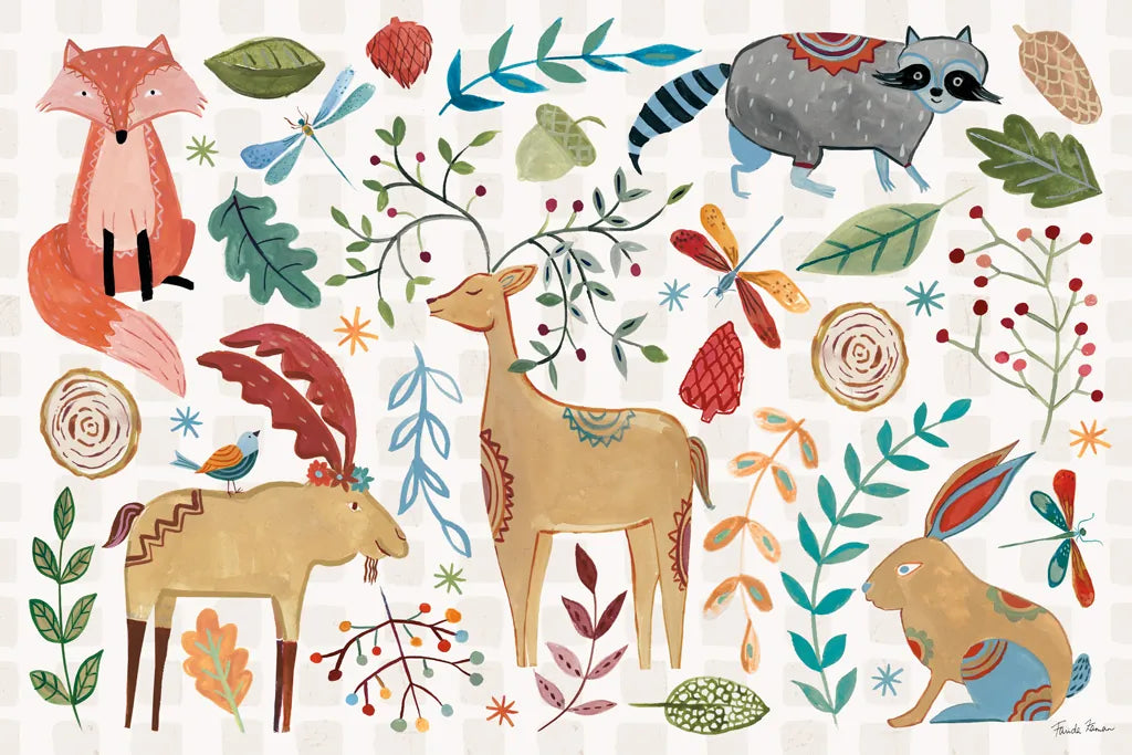 Whimsical Woodland I by Farida Zaman. SKU 58230i. Archival Giclee Fine art print for wall decor.