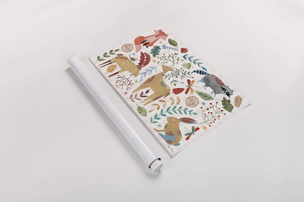 Whimsical Woodland I by Farida Zaman. shown as a rolled paper print. Available as archival giclee rolled canvas, fine art paper, or poster print. SKU 58230i.