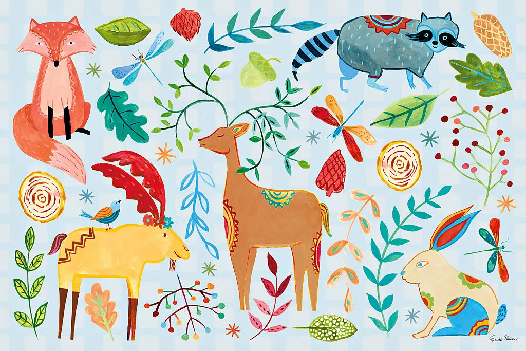 Whimsical Woodland I Pastel by Farida Zaman. SKU 58679i. Archival Giclee Fine art print for wall decor.