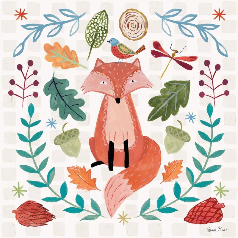 Whimsical Woodland II by Farida Zaman. SKU 58231a. Archival Giclee Fine art print for wall decor.