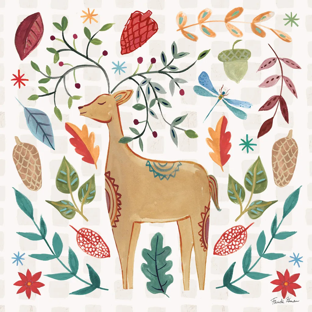 Whimsical Woodland III by Farida Zaman. SKU 58232a. Archival Giclee Fine art print for wall decor.