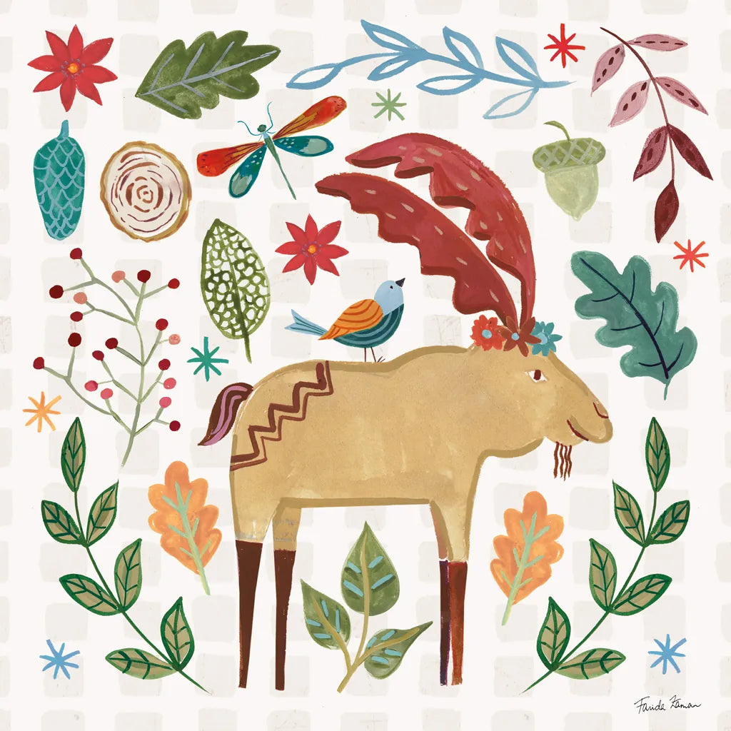 Whimsical Woodland IV by Farida Zaman. SKU 58233a. Archival Giclee Fine art print for wall decor.