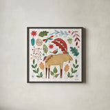 Whimsical Woodland IV by Farida Zaman. Shown in a sleek black glass frame for a contemporary gallery look. Available as an archival giclee rolled canvas, fine art paper, or poster print. SKU 58233a.