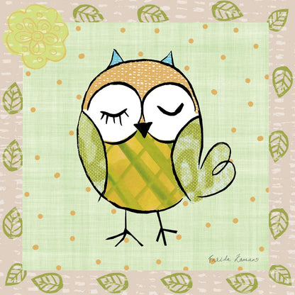 Whimsy Owls II by Farida Zaman. SKU 33112a. Archival Giclee Fine art print for wall decor.