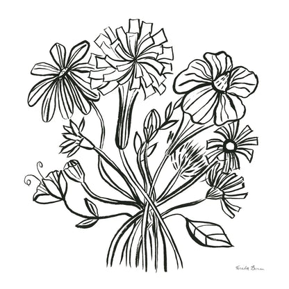 Wild Flowers Line II by Farida Zaman. SKU 58632a. Archival Giclee Fine art print for wall decor.