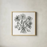 Wild Flowers Line II by Farida Zaman. Shown in a natural wood glass frame for a timeless modern aesthetic. Available as an archival giclee rolled canvas, fine art paper, or poster print. SKU 58632a.