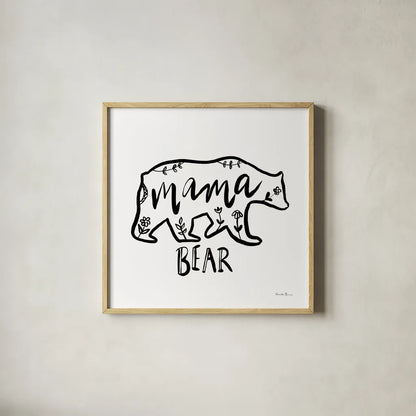 Woodland Bear I by Farida Zaman. Shown in a natural wood glass frame for a timeless modern aesthetic. Available as an archival giclee rolled canvas, fine art paper, or poster print. SKU 82616a.