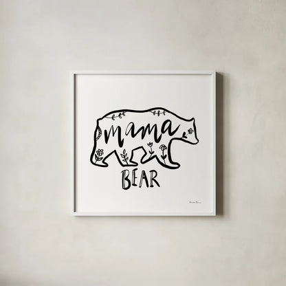 Woodland Bear I by Farida Zaman. Shown in a crisp white glass frame for a clean and minimalist style. Available as an archival giclee rolled canvas, fine art paper, or poster print. SKU 82616a.