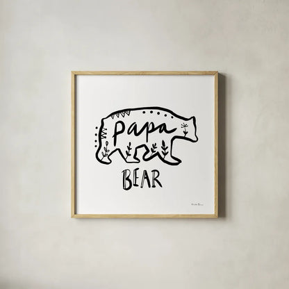 Woodland Bear II by Farida Zaman. Shown in a natural wood glass frame for a timeless modern aesthetic. Available as an archival giclee rolled canvas, fine art paper, or poster print. SKU 82617a.