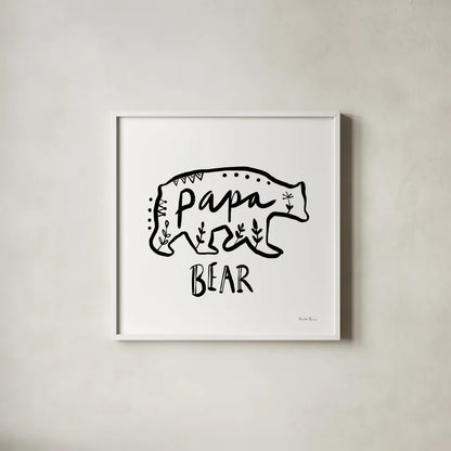 Woodland Bear II by Farida Zaman. Shown in a crisp white glass frame for a clean and minimalist style. Available as an archival giclee rolled canvas, fine art paper, or poster print. SKU 82617a.