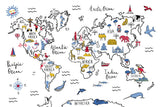 World Map by Farida Zaman. SKU 66043i. Archival Giclee Fine art print for wall decor.
