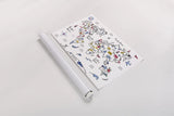 World Map by Farida Zaman. shown as a rolled paper print. Available as archival giclee rolled canvas, fine art paper, or poster print. SKU 66043i.