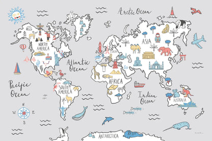World Map Pastel by Farida Zaman. SKU 66679i. Archival Giclee Fine art print for wall decor.
