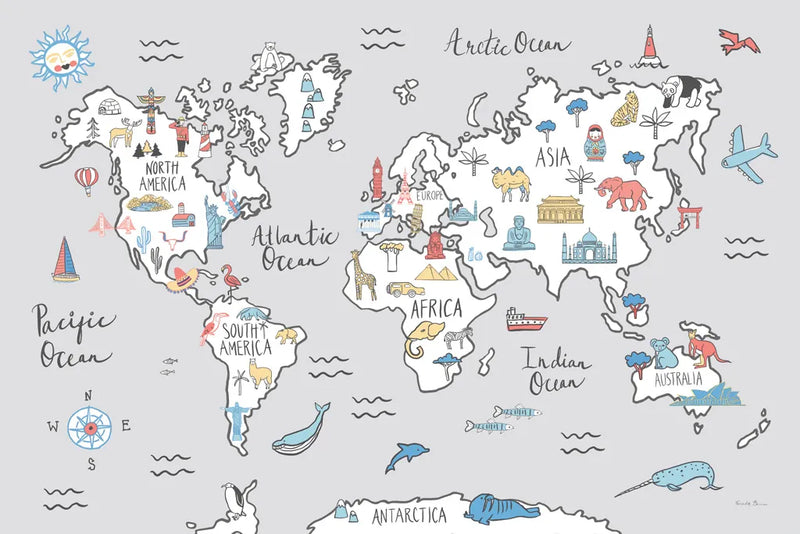 World Map Pastel by Farida Zaman. SKU 66679i. Archival Giclee Fine art print for wall decor.