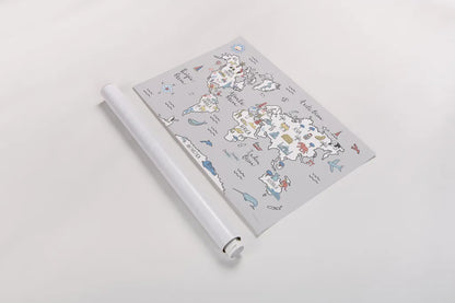 World Map Pastel by Farida Zaman. shown as a rolled paper print. Available as archival giclee rolled canvas, fine art paper, or poster print. SKU 66679i.
