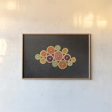 Citrus Drama I by Felicity Bradley. shown as a paper print in a natural frame. Available as a archival giclee rolled canvas, fine art paper, or poster print. SKU 45712i.